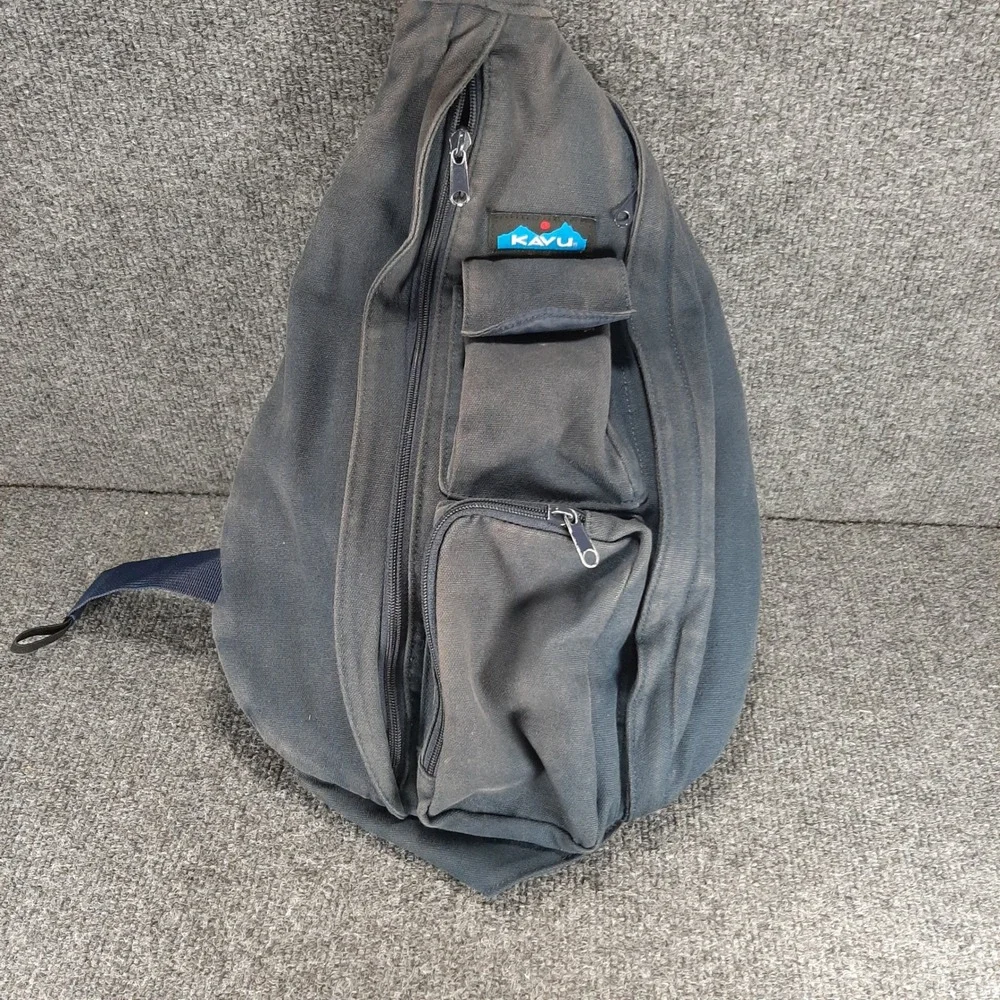 KAVU Rope Bag Sling Backpack OS Charcoal Gray Unisex Canvas Outdoor Bag